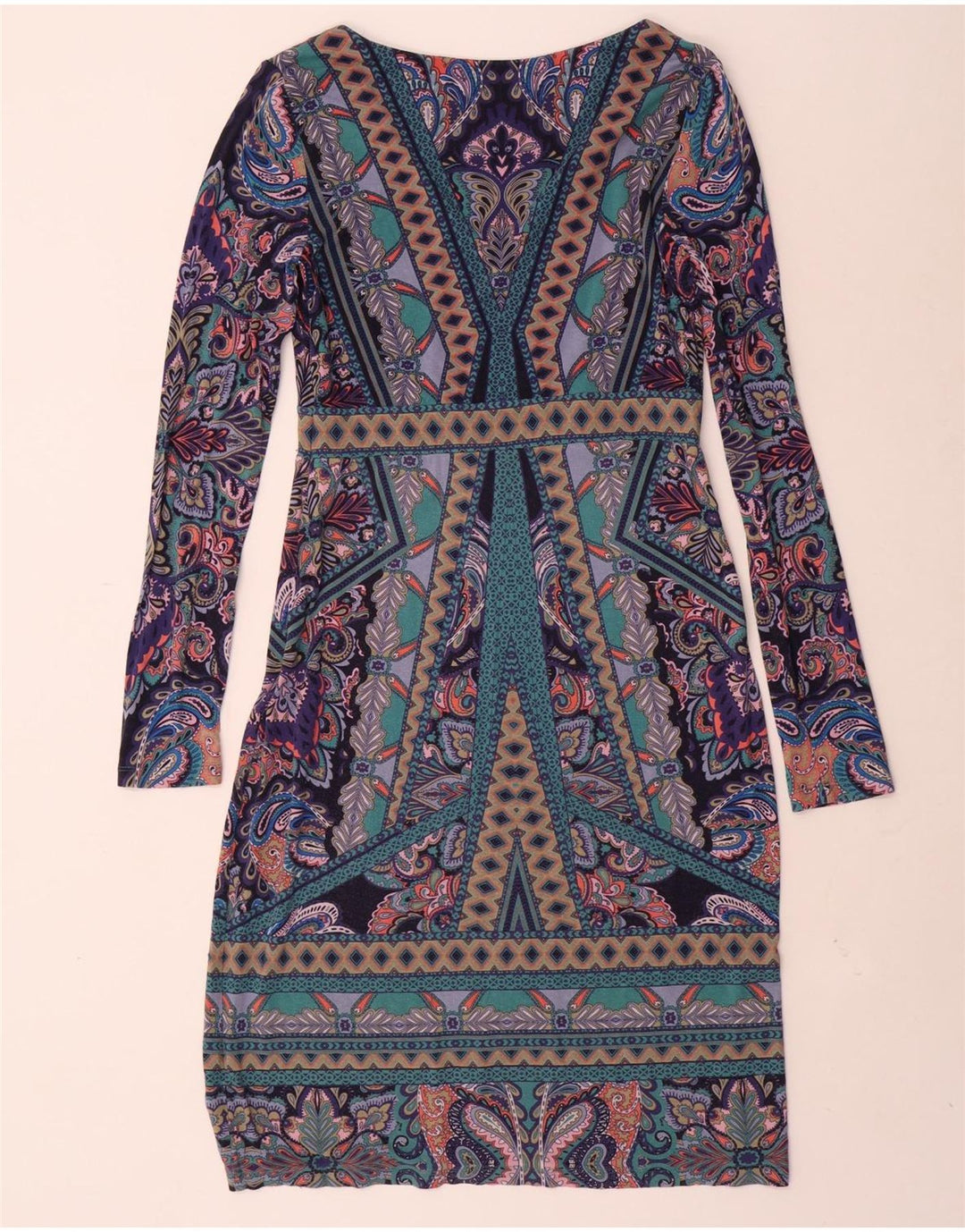 MONSOON Vestido recto de manga larga para mujer UK 12 Medium Multicolor Paisley