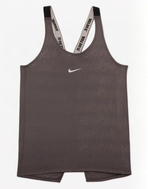 Nike Mujer Dri Fit Graphic Vest Top UK 8 Pequeño Gris Colorblock Poliéster