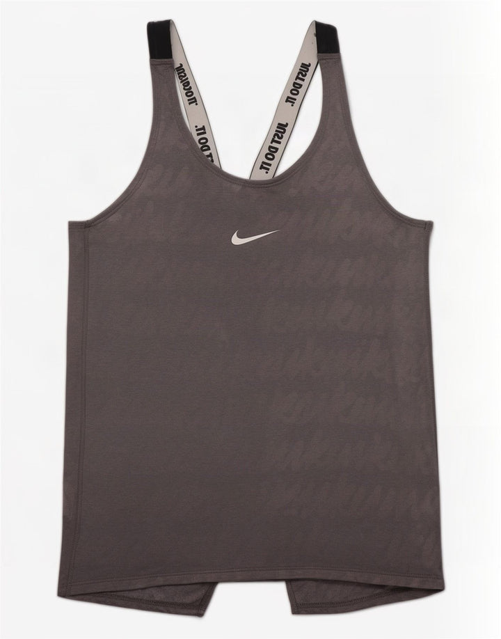 Nike Mujer Dri Fit Graphic Vest Top UK 8 Pequeño Gris Colorblock Poliéster