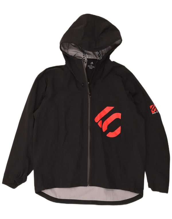 ADIDAS Chaqueta impermeable con capucha gráfica para hombre UK 42 XL Poliamida negra