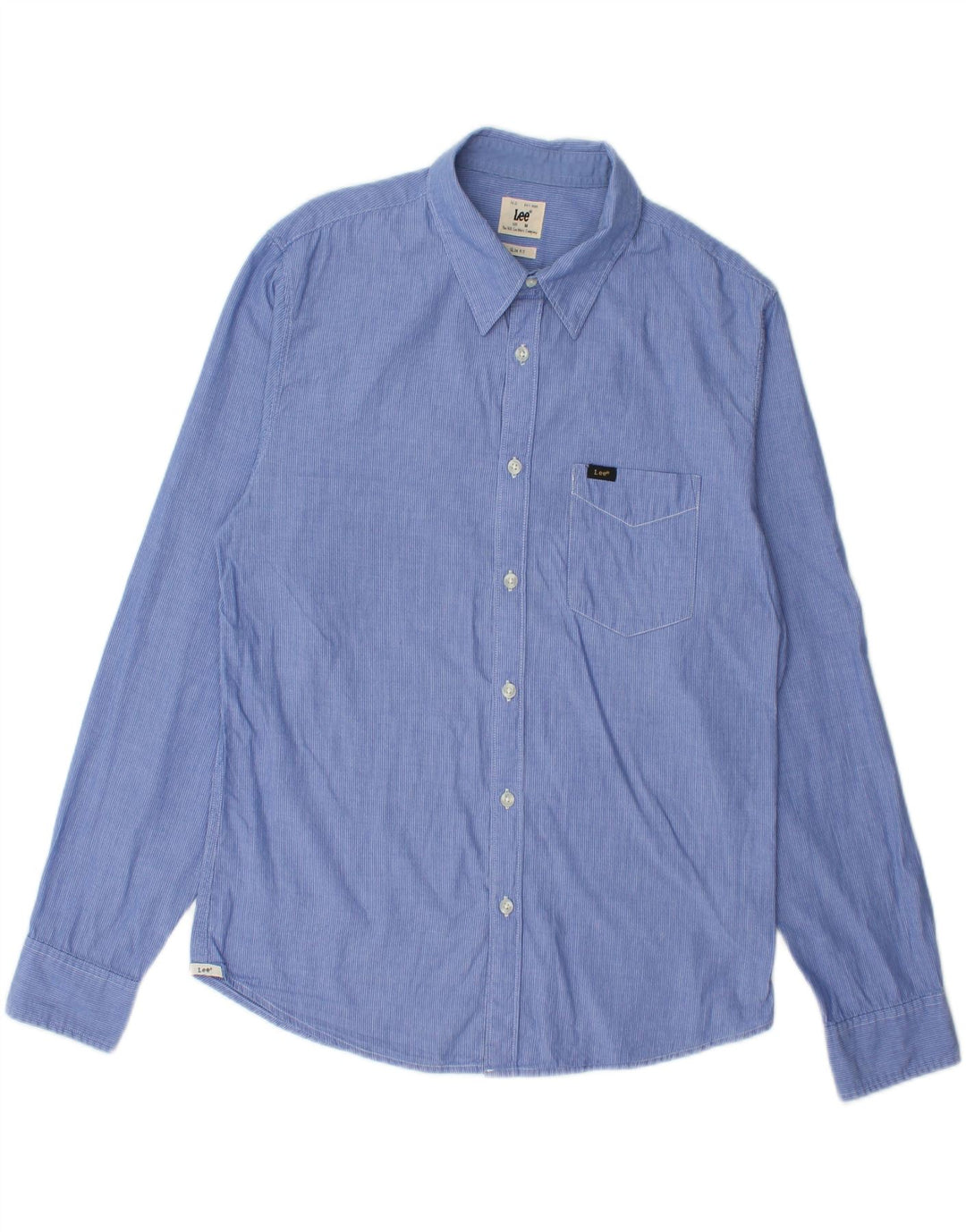 LEE Mens Slim Fit Shirt Medium Blue Pinstripe Cotton Vintage Lee and Second-Hand Lee from Messina Hembry 