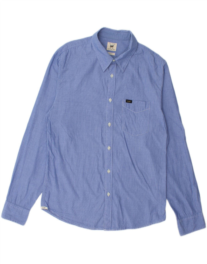 LEE Mens Slim Fit Shirt Medium Blue Pinstripe Cotton Vintage Lee and Second-Hand Lee from Messina Hembry 