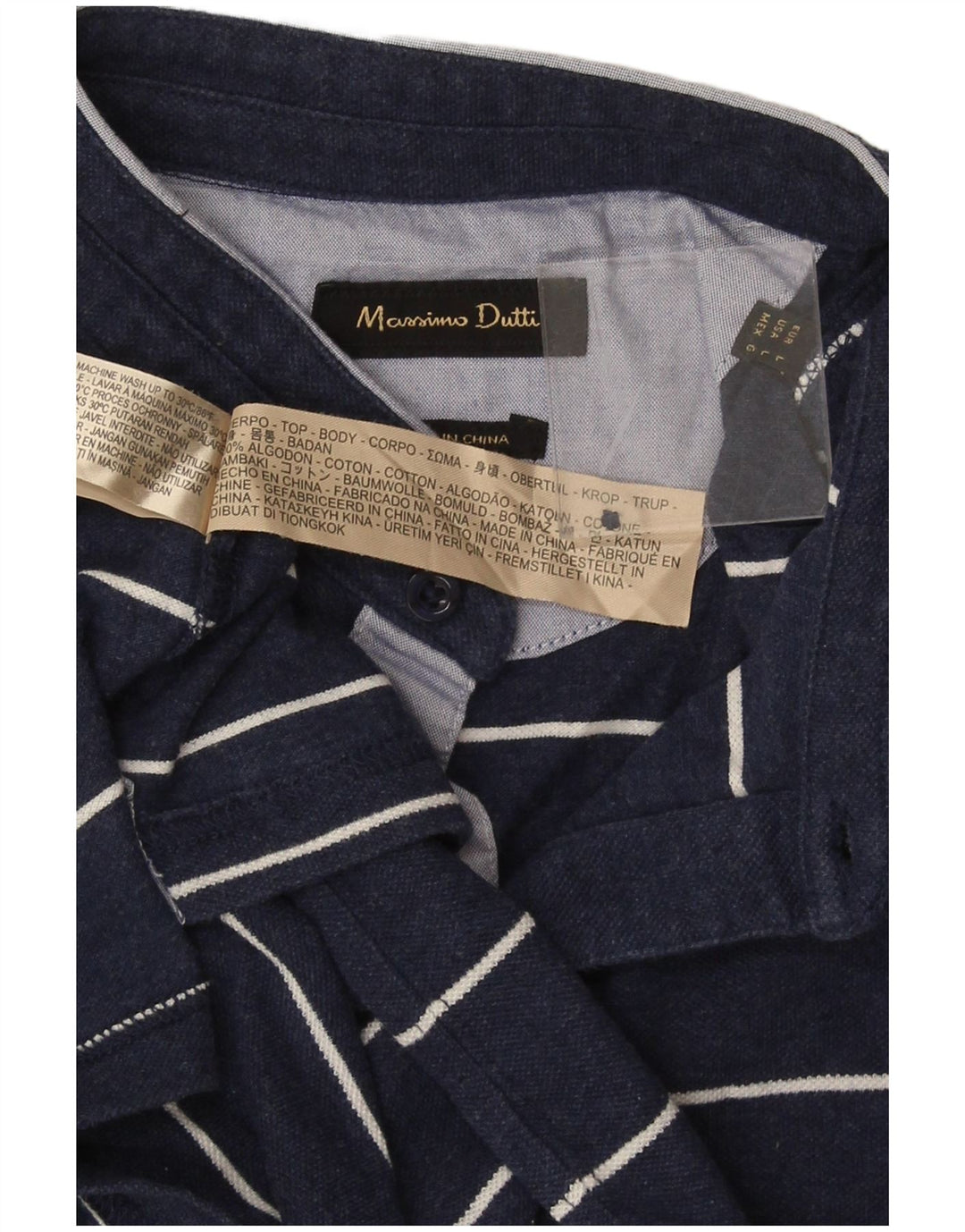 Polo Massimo Dutti Hombre Large Algodón Rayas Azul Marino