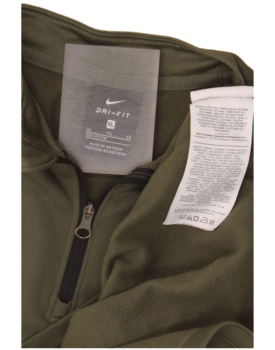Nike - Chándal con cremallera y cuello para niños, 13-14 años, XL, color caqui