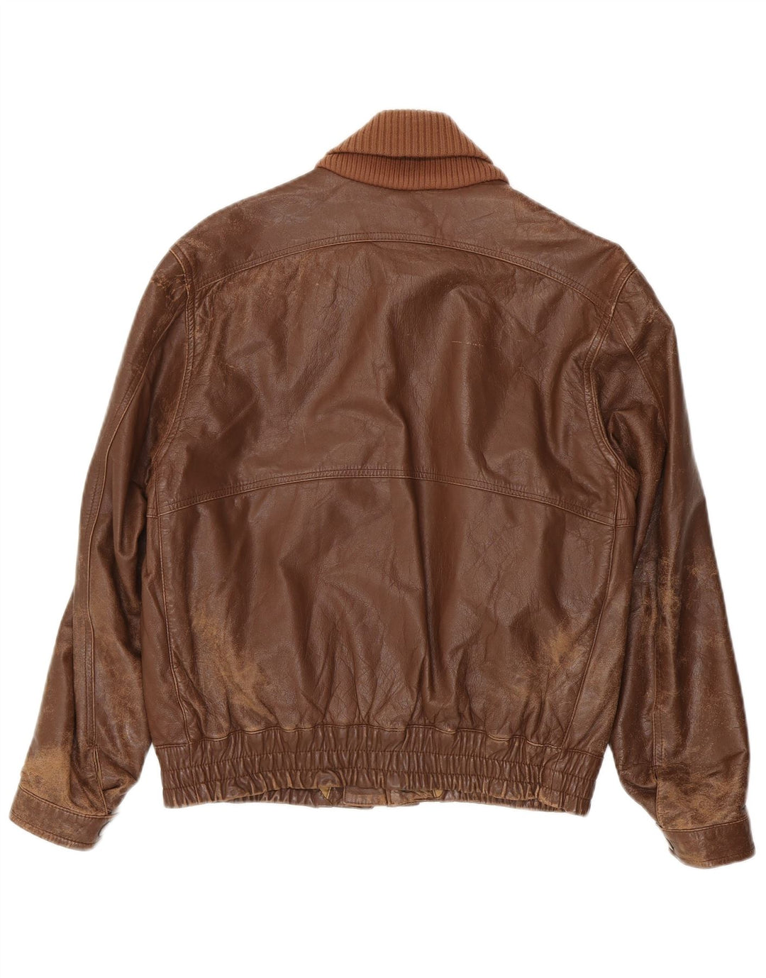 Chaqueta de cuero vintage para hombre IT 48 cuero marrón medio