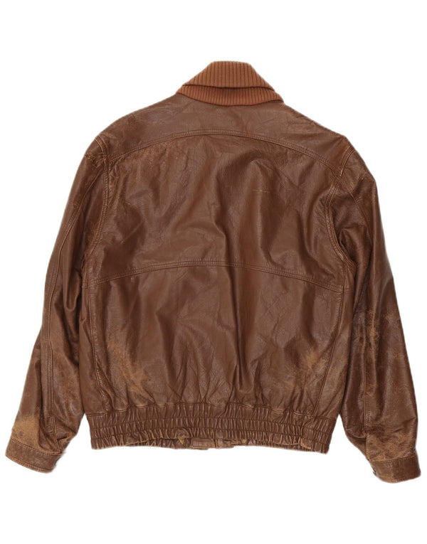 Chaqueta de cuero vintage para hombre IT 48 cuero marrón medio