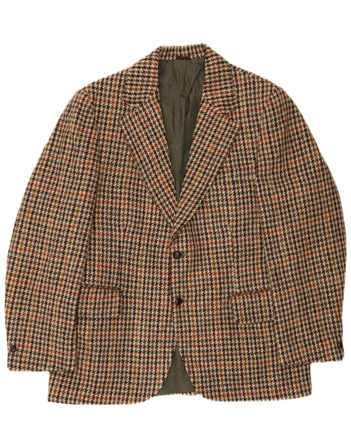 Harris Tweed Chaqueta tipo blazer de 2 botones para hombre Reino Unido 40 Grande Marrón Pata de gallo