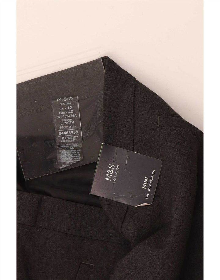 Marks & Spencer Minifalda para mujer UK 12 Medium W30 Poliéster gris