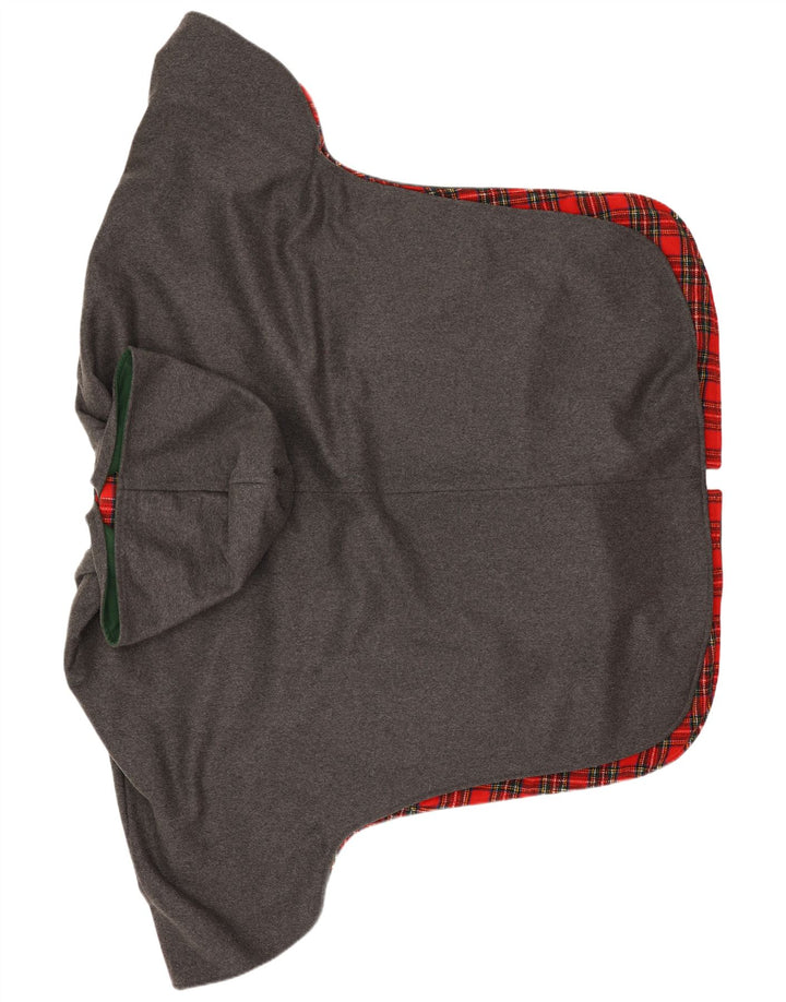 Vintage mujer con capucha Poncho abrigo un tamaño gris