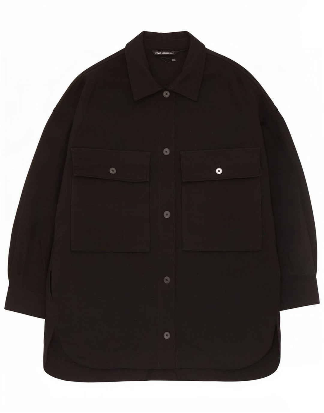 Zara Abrigo extragrande para mujer UK 46 Grande Poliéster negro