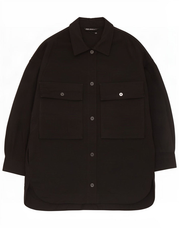Zara Abrigo extragrande para mujer UK 46 Grande Poliéster negro