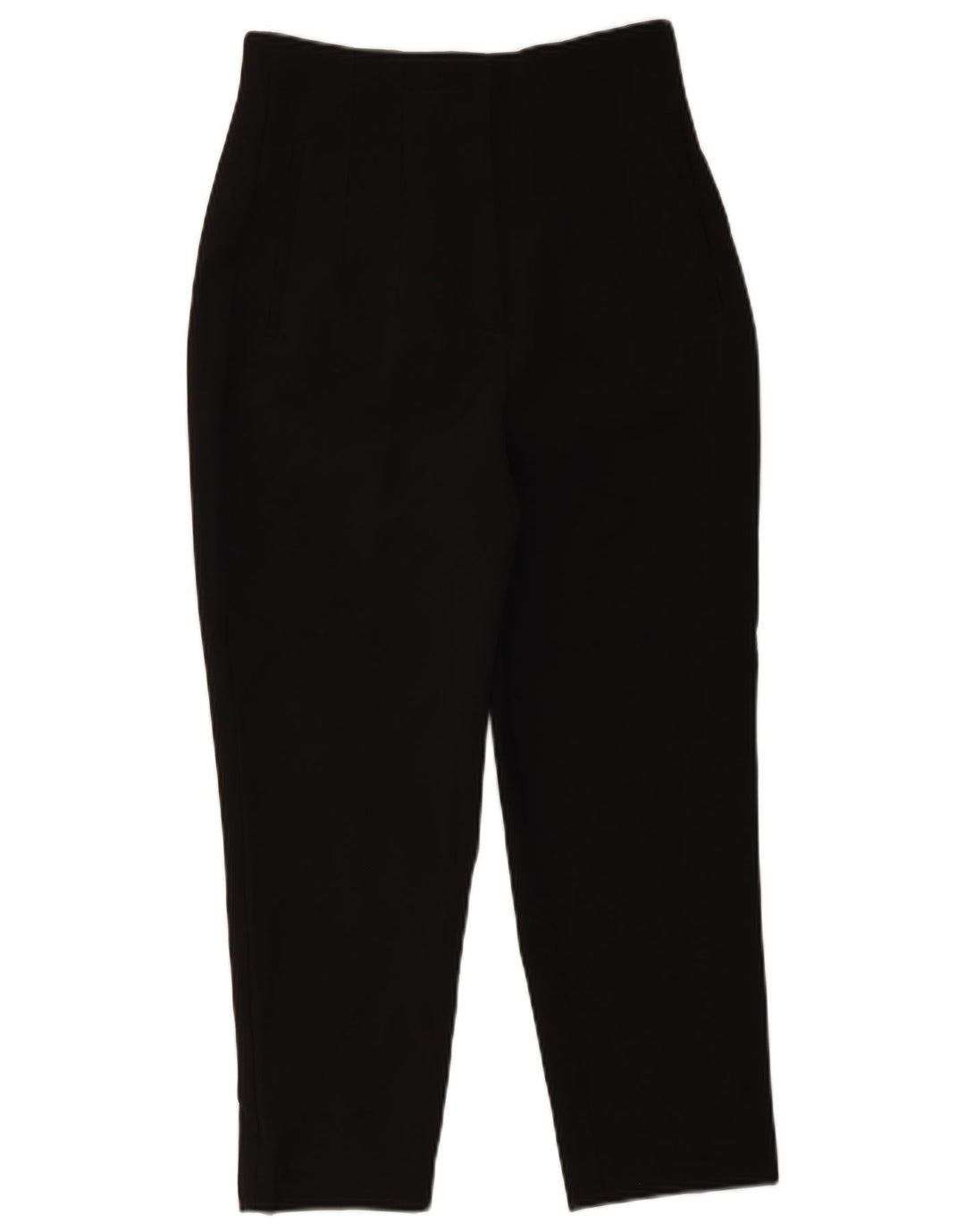 Zara Mujer Pantalón Cropped De Cintura Alta Mediano W28 L25 Poliéster Negro