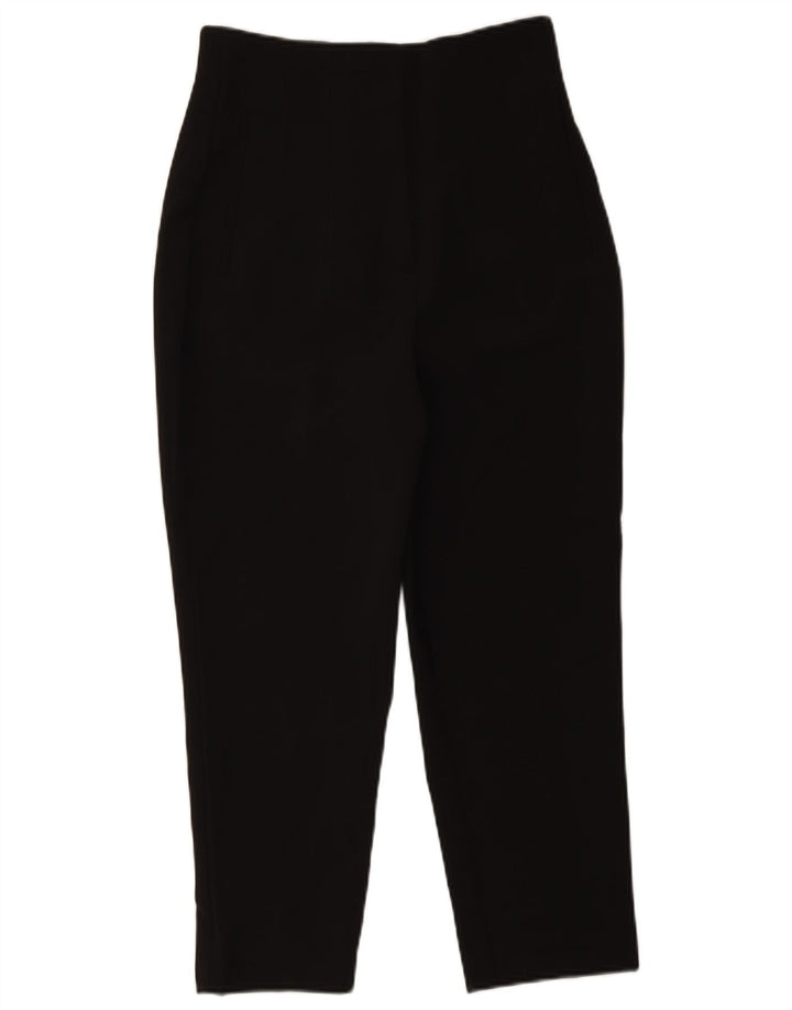 Zara Mujer Pantalón Cropped De Cintura Alta Mediano W28 L25 Poliéster Negro