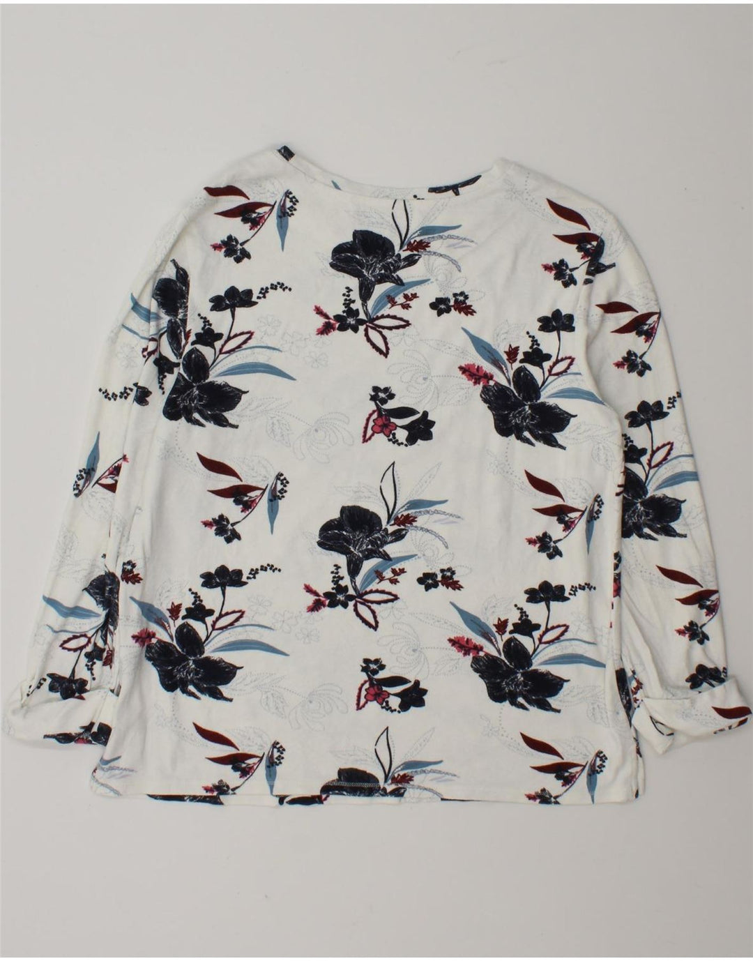 Marks & Spencer Top para mujer de manga larga UK 42 Viscosa floral blanca mediana