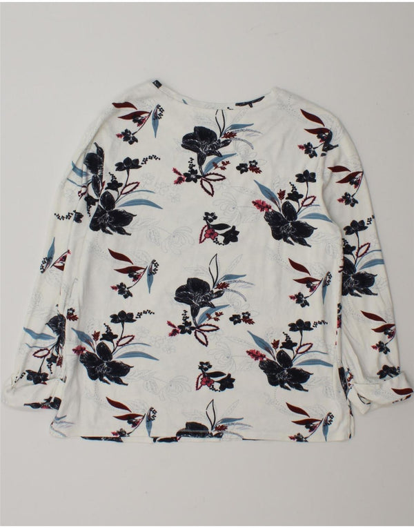 Marks & Spencer Top para mujer de manga larga UK 42 Viscosa floral blanca mediana