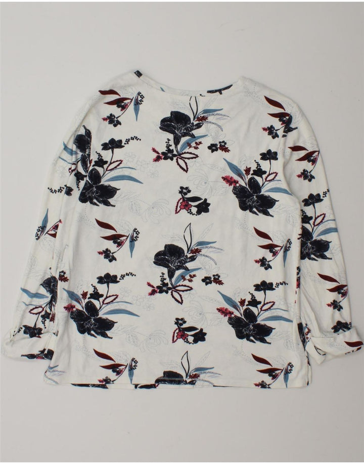 Marks & Spencer Top para mujer de manga larga UK 42 Viscosa floral blanca mediana