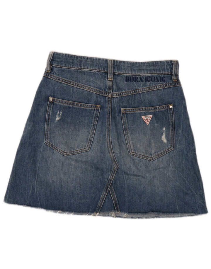 Guess Falda Vaquera Desgastada W27 Small Azul Algodón