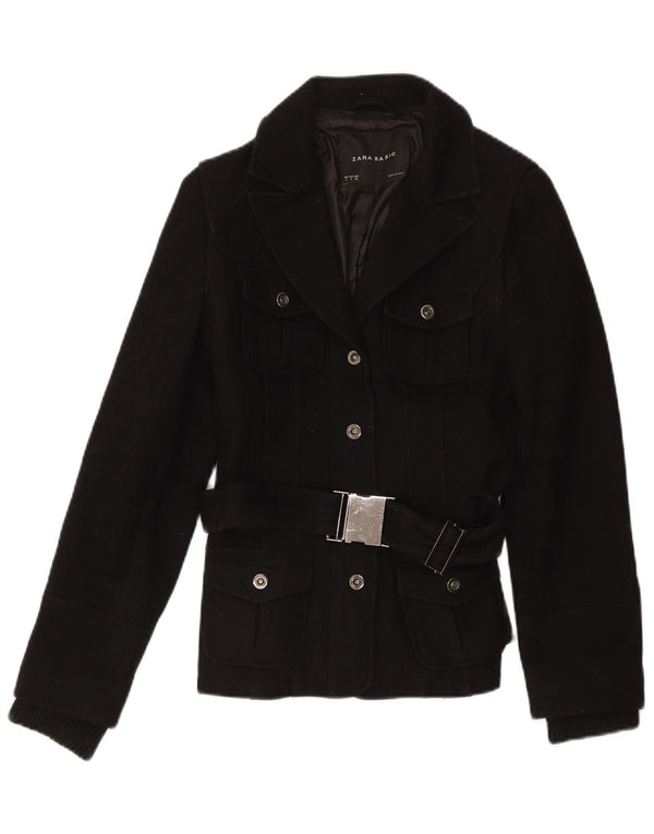 Zara Mujer Utility Jacket UK 10 Small Poliéster Negro