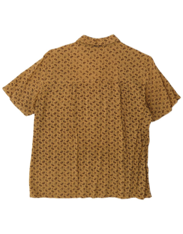 Vintage hombres camisa de manga corta medio beige paisley