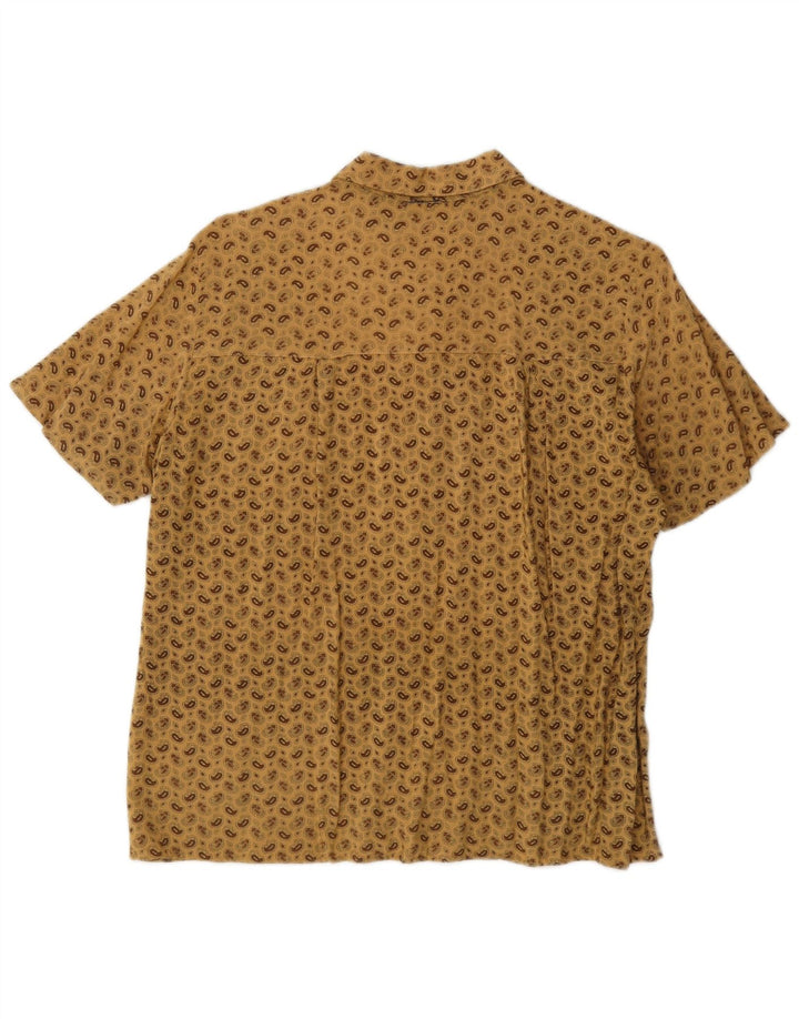 Vintage hombres camisa de manga corta medio beige paisley
