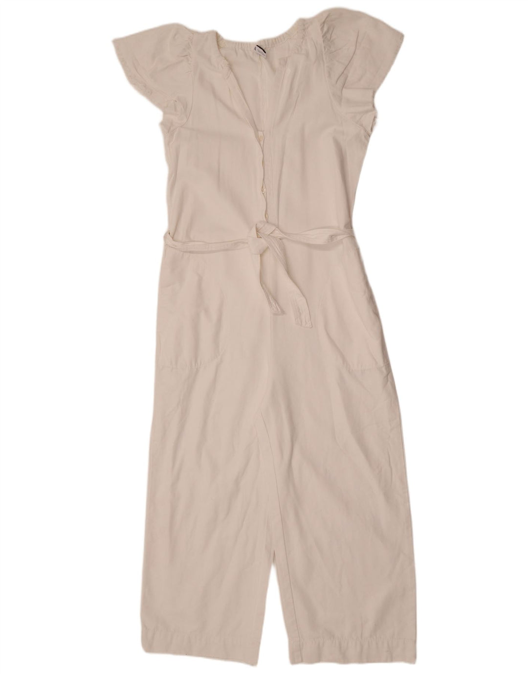 Zara Mujer Mono UK 12 Mediano Algodón Blanco