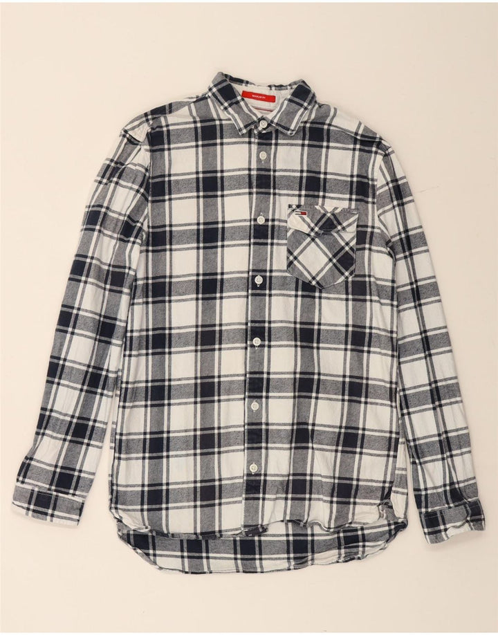 TOMMY HILFIGER Camisa de franela de ajuste regular para hombre Algodón a cuadros azul marino pequeño