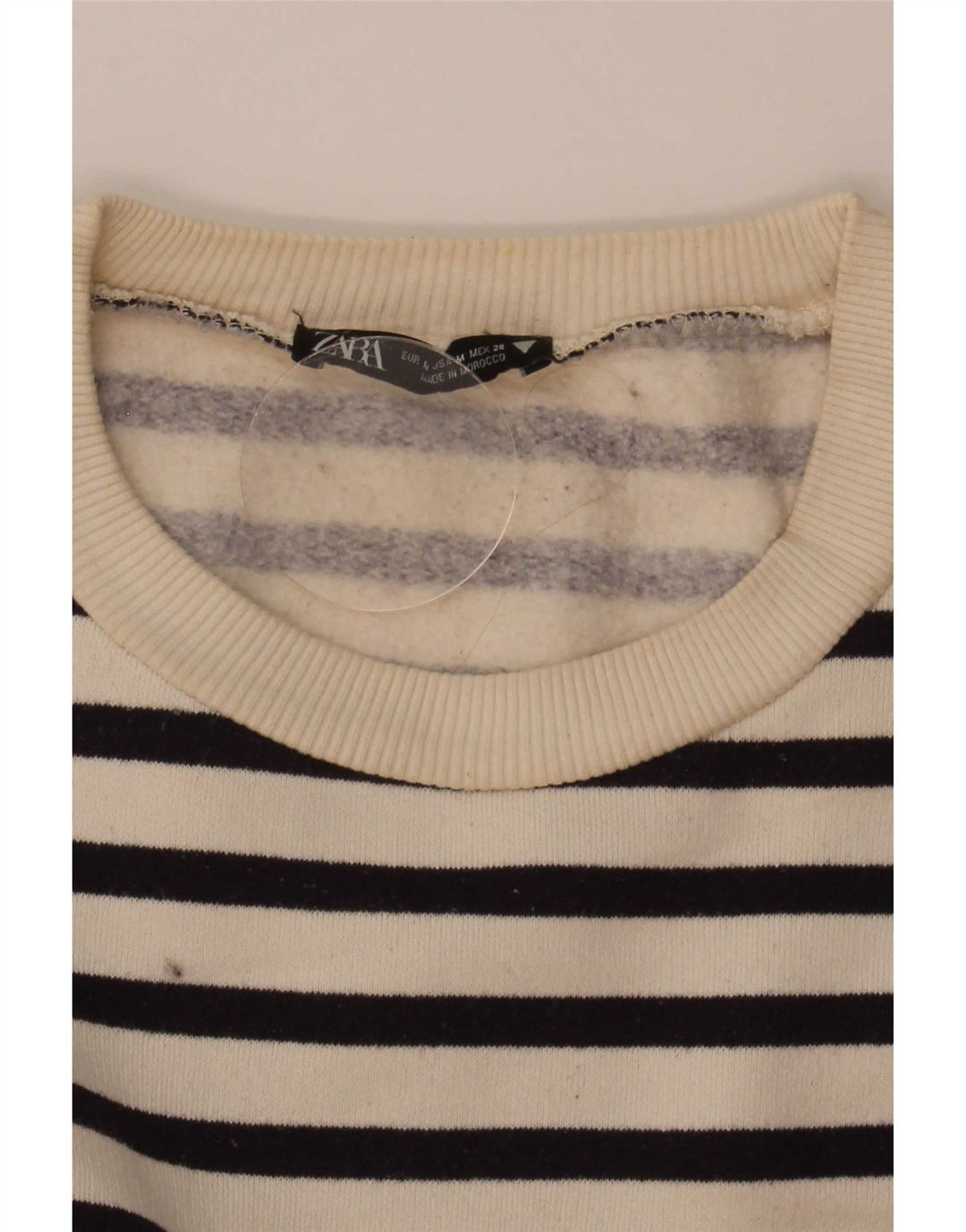 Zara Mujer Sudadera Oversize Jersey UK 40 Mediano Off White Rayas