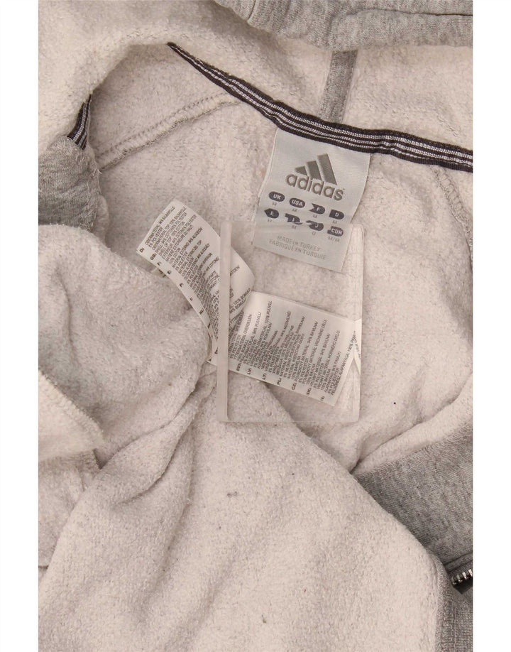 Adidas Hombre Zip Sudadera Con Capucha Suéter Gris Medio Algodón Moteado