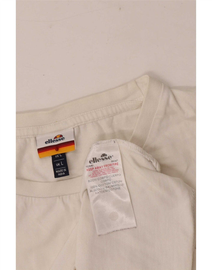 Ellesse Hombre Gráfico Chaleco Top Grande Algodón Blanco