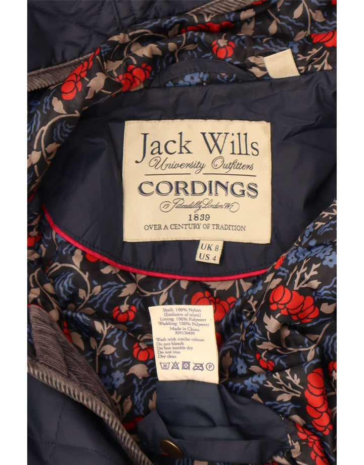 Jack Wills Chaqueta acolchada con capucha para mujer UK 8 Small Azul marino Nylon