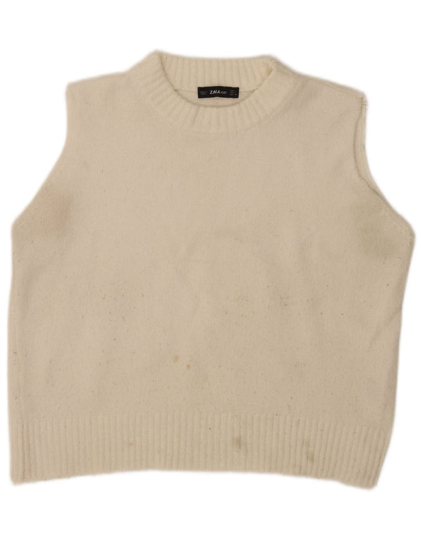 Zara Mujer Crop Vest Tank Top UK 46 Large Off White