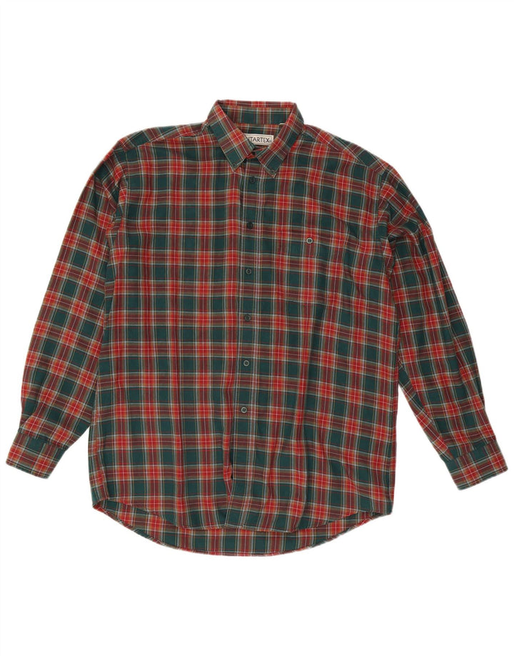 Antartex Camisa de franela para hombre talla 16 1/2 poliéster a cuadros verde grande