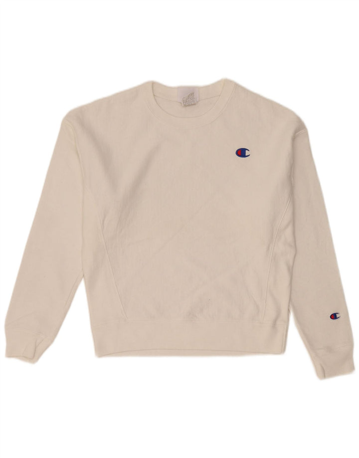 Champion Sudadera para mujer Jumper UK 14 Medium White Cotton