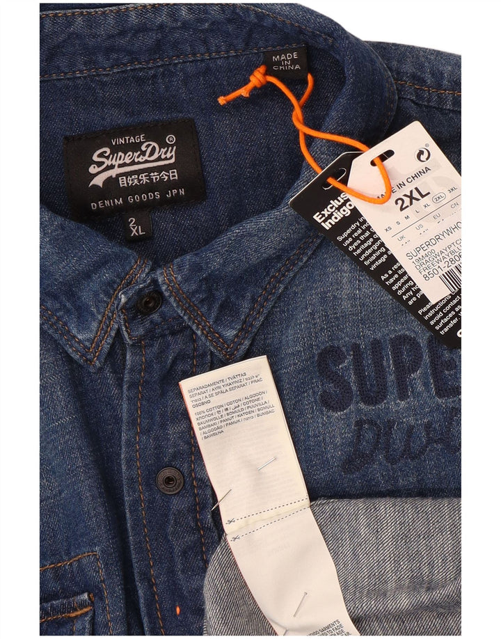 Superdry Camisa Vaquera Para Hombre 2XL Algodón Azul