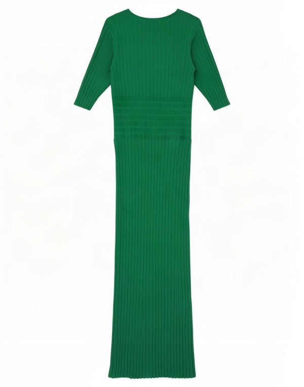 Zara Vestido largo de manga corta para mujer UK 8 Small Viscosa verde