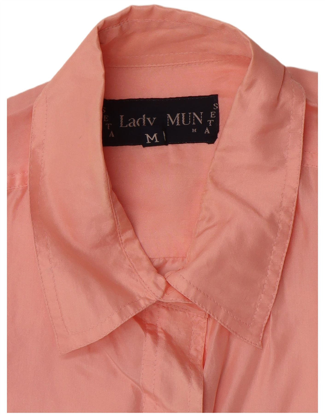 Vintage mujer camisa de gran tamaño Reino Unido 14 seda rosa mediana
