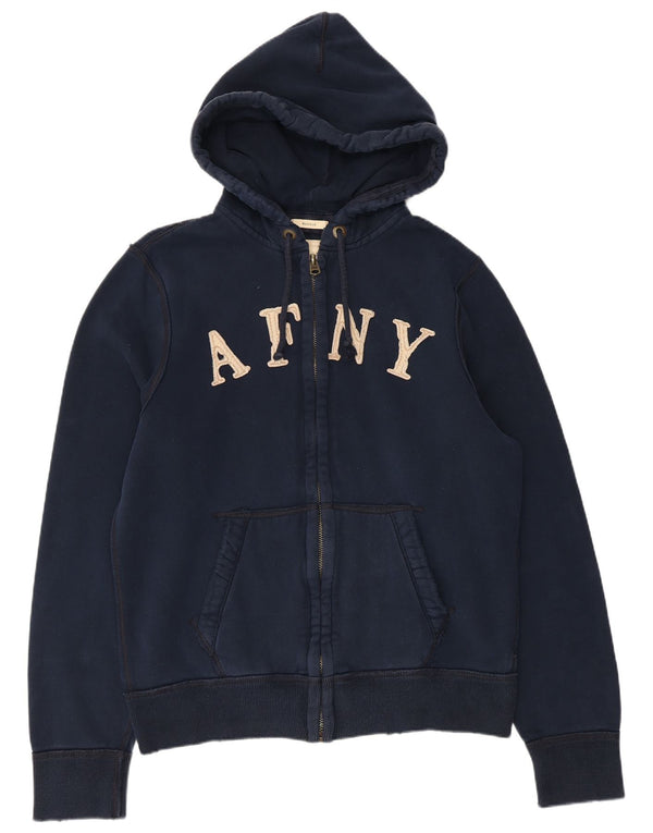 Abercrombie & Fitch Suéter con capucha y cremallera muscular para mujer UK 40 XL Azul marino