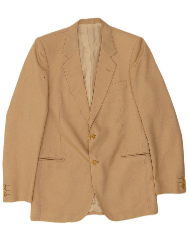 Vintage Hombre 2 Botones Blazer Chaqueta IT 48 Medio Beige Poliéster
