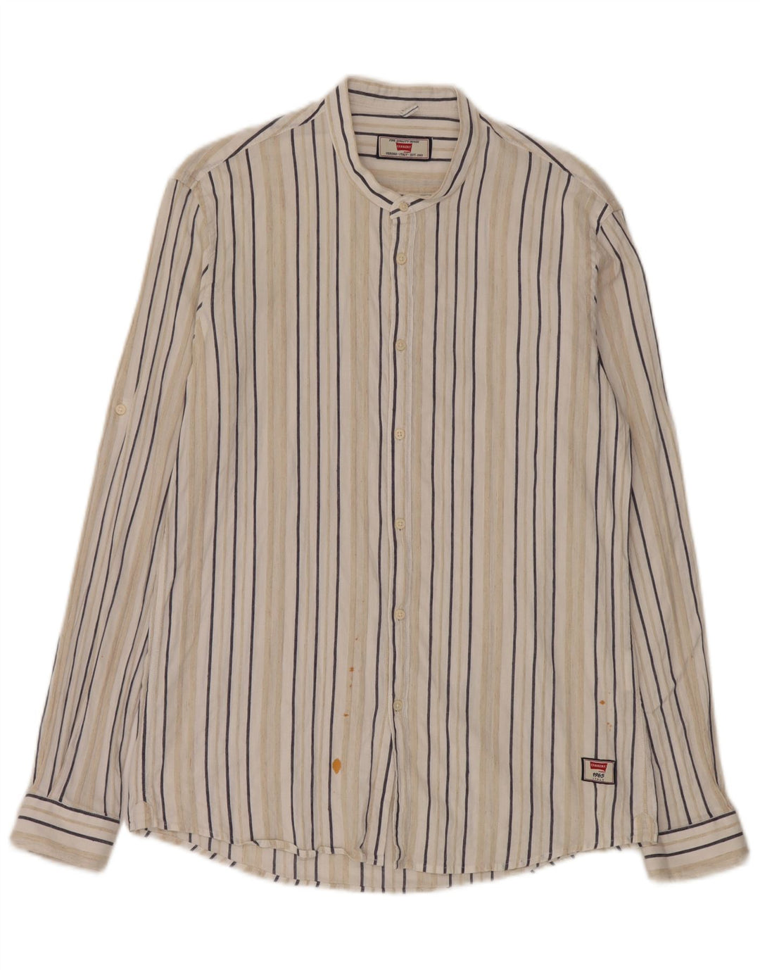 Camisa Carrera Regular Fit para hombre de lino a rayas blancas grandes