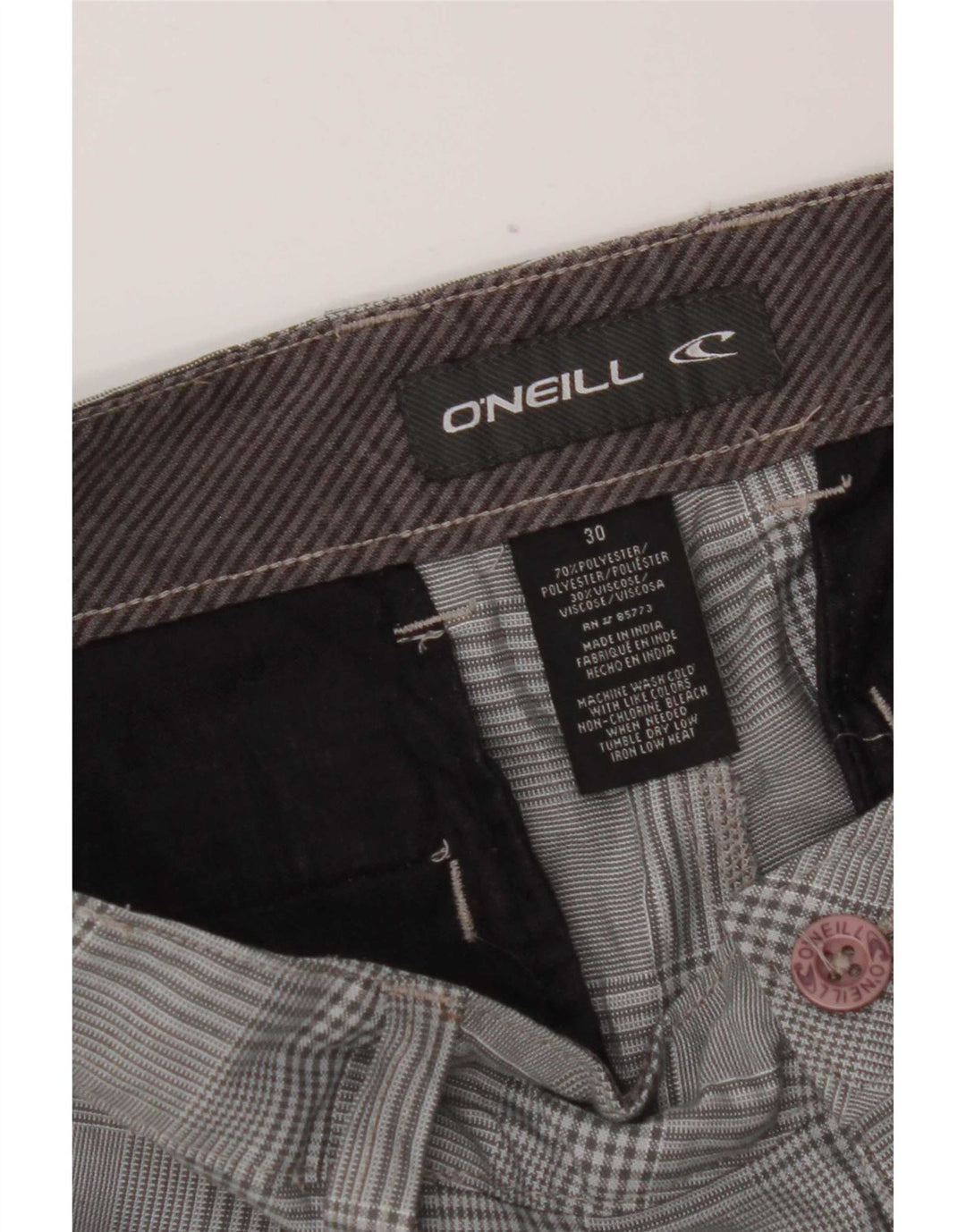 Pantalones cortos chinos O'Neill para mujer W30 Poliéster a cuadros gris medio