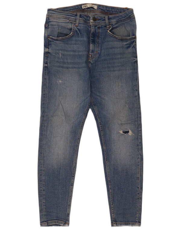 Zara Jeans ajustados desgastados para hombre EU 40 Medium W31 L26 Algodón azul