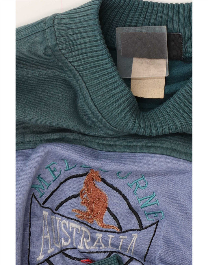Sudadera gráfica vintage para hombre Jumper XL Verde Colorblock Poliéster