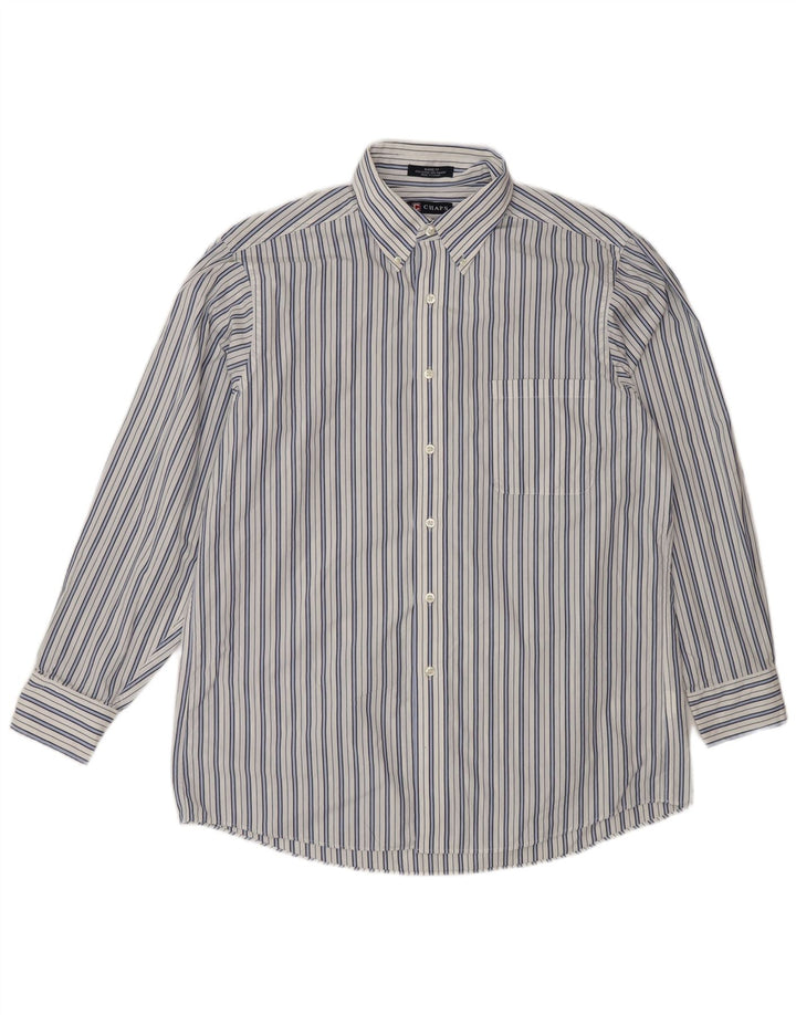 Chaps Camisa de ajuste clásico para hombre, talla 16, algodón a rayas blancas grandes