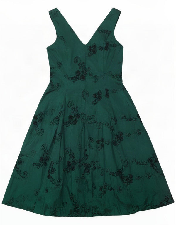 Phase Eight Vestido evasé sin mangas para mujer UK 44 Nylon floral verde medio