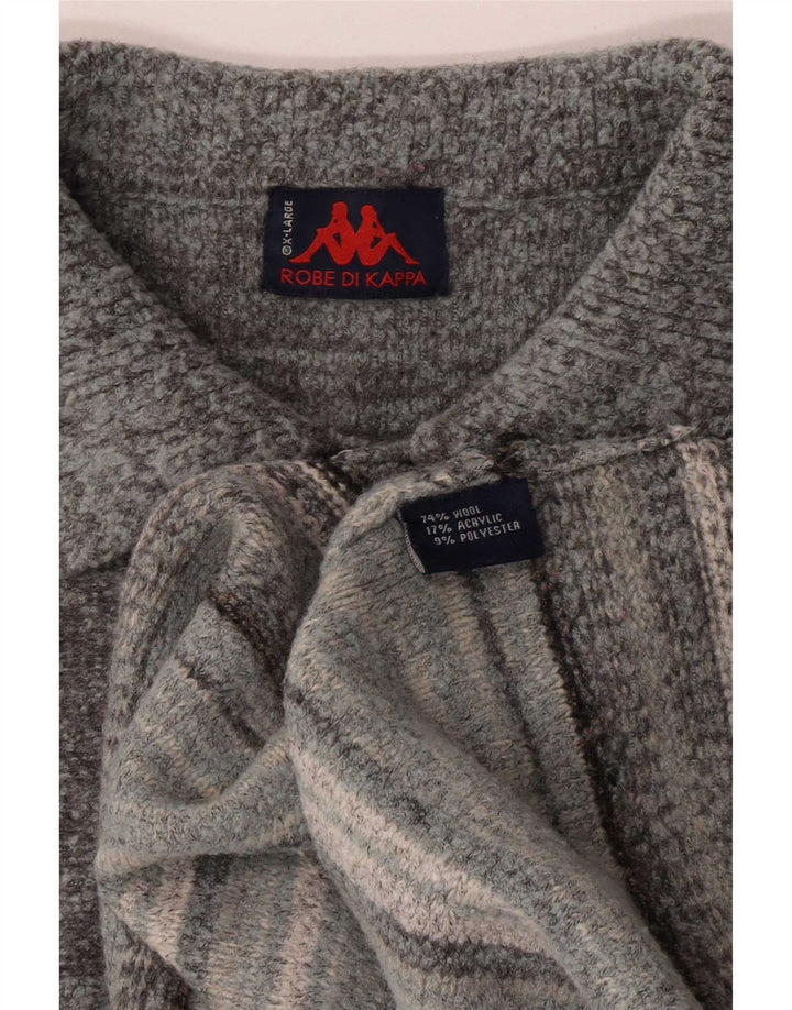 Kappa Hombre Polo Neck Jumper Sweater XL Gris Lana A Rayas