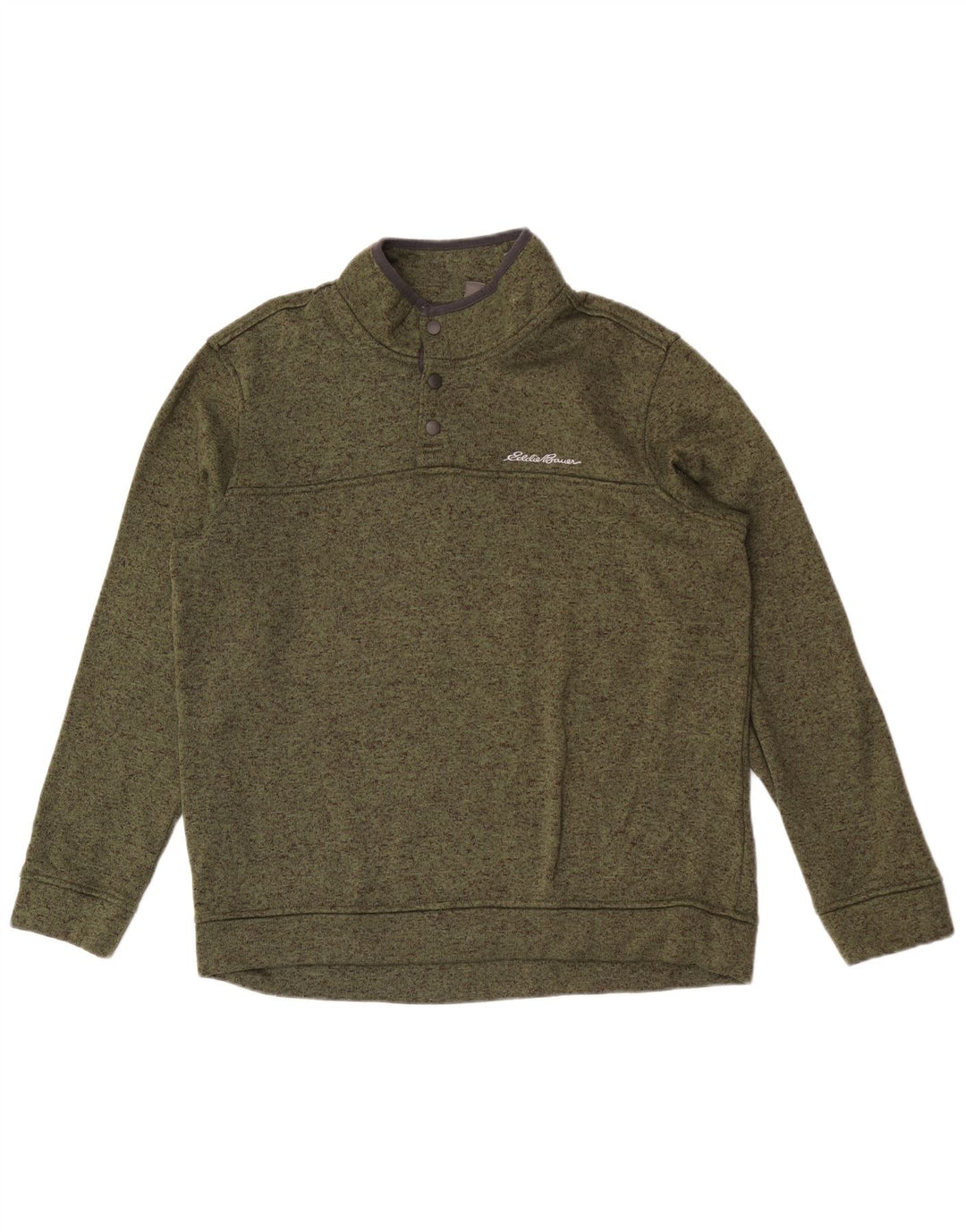 Eddie Bauer - Sudadera con cuello y botones para hombre, talla grande, color caqui