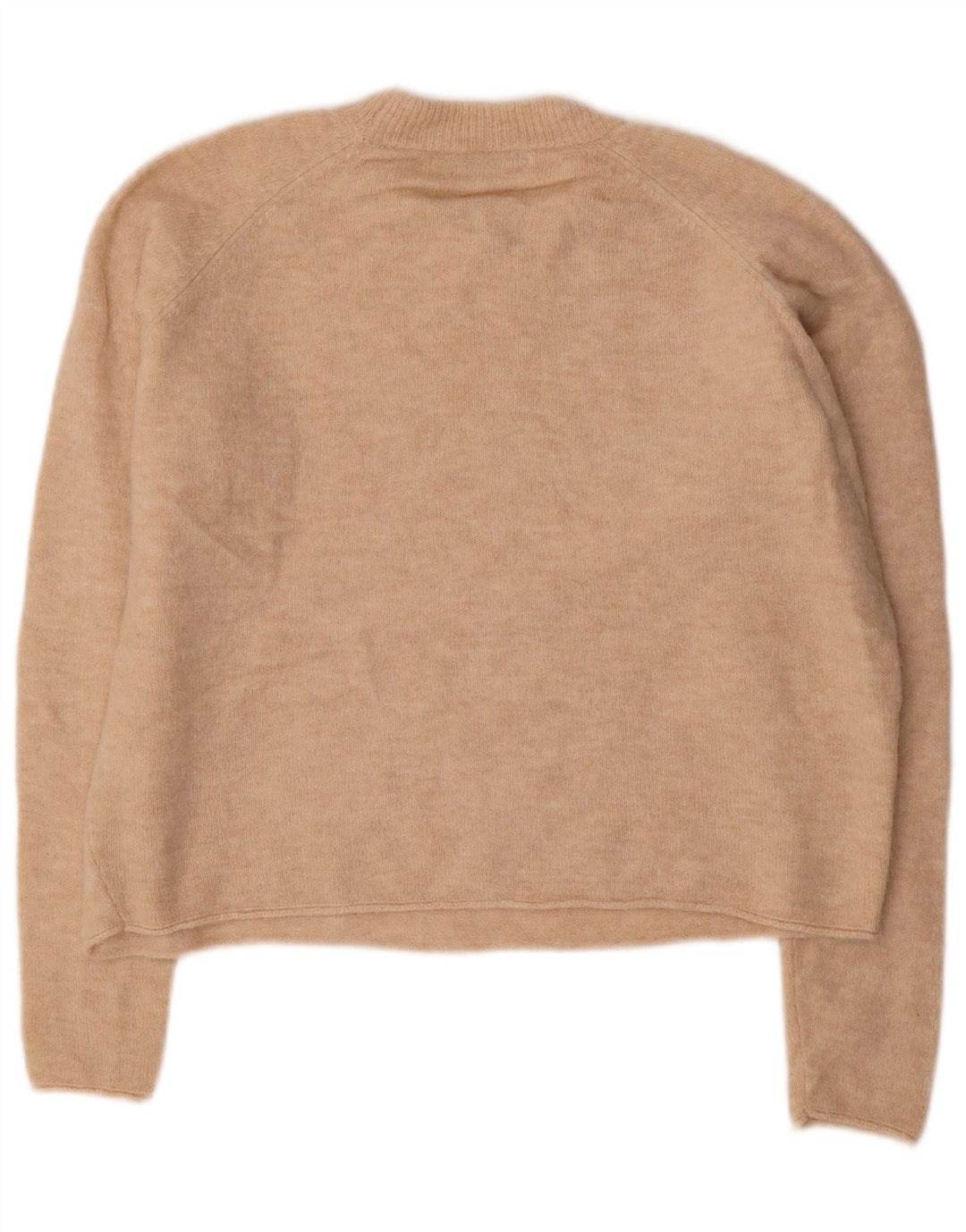 ZARA Suéter tipo jersey con cuello redondo y corte extragrande para mujer, talla 44, color beige medio