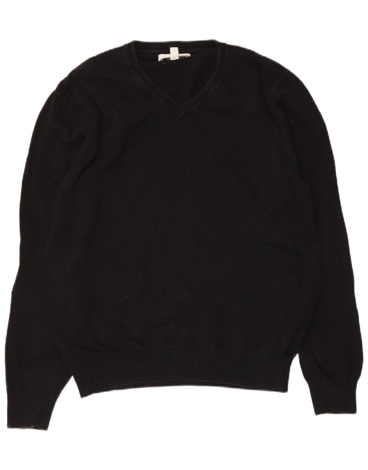 Marks & Spencer - Jersey con cuello en V para hombre, talla mediana, algodón negro