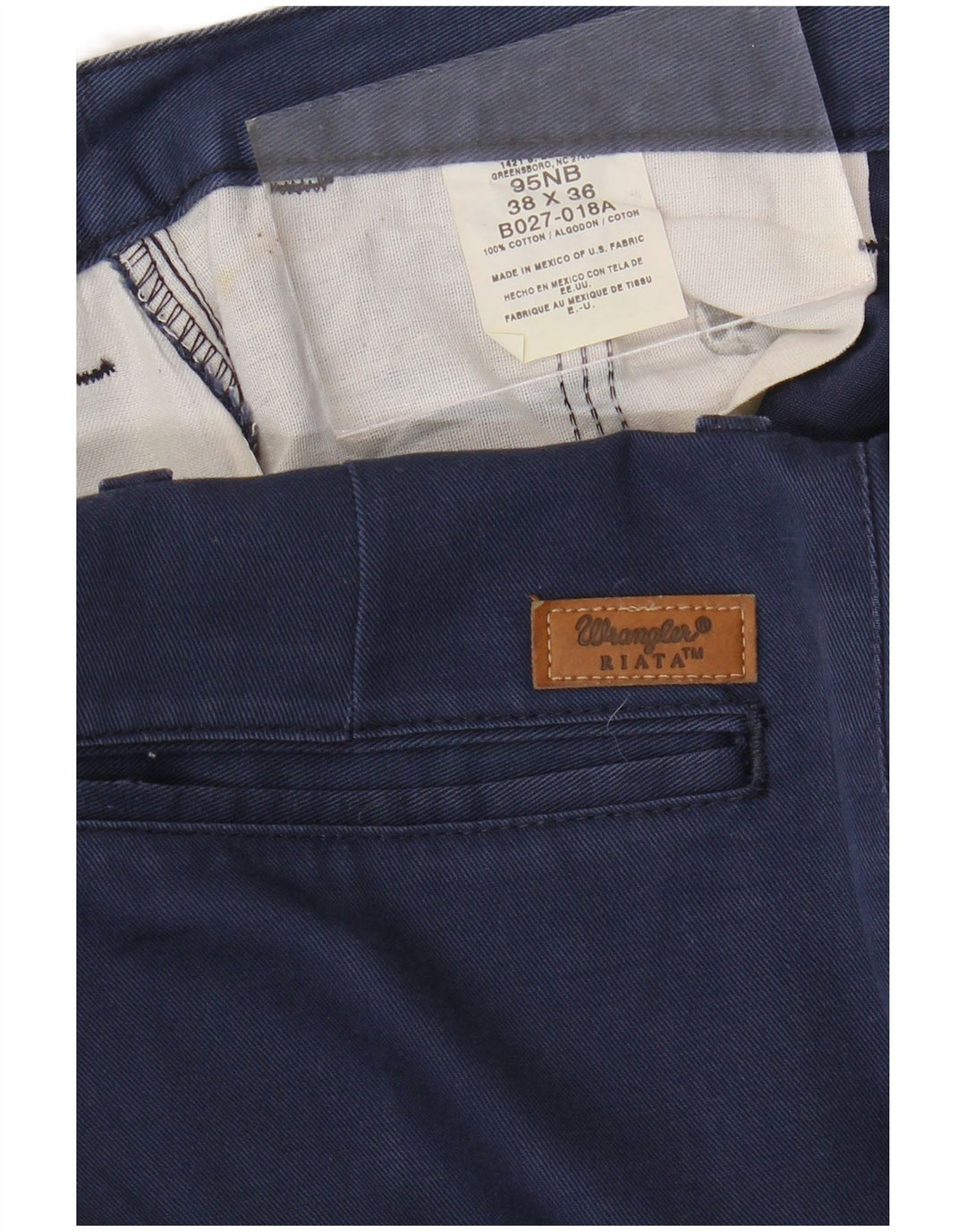 WRANGLER Pantalones chinos Riata para hombre W38 L36 Algodón azul marino
