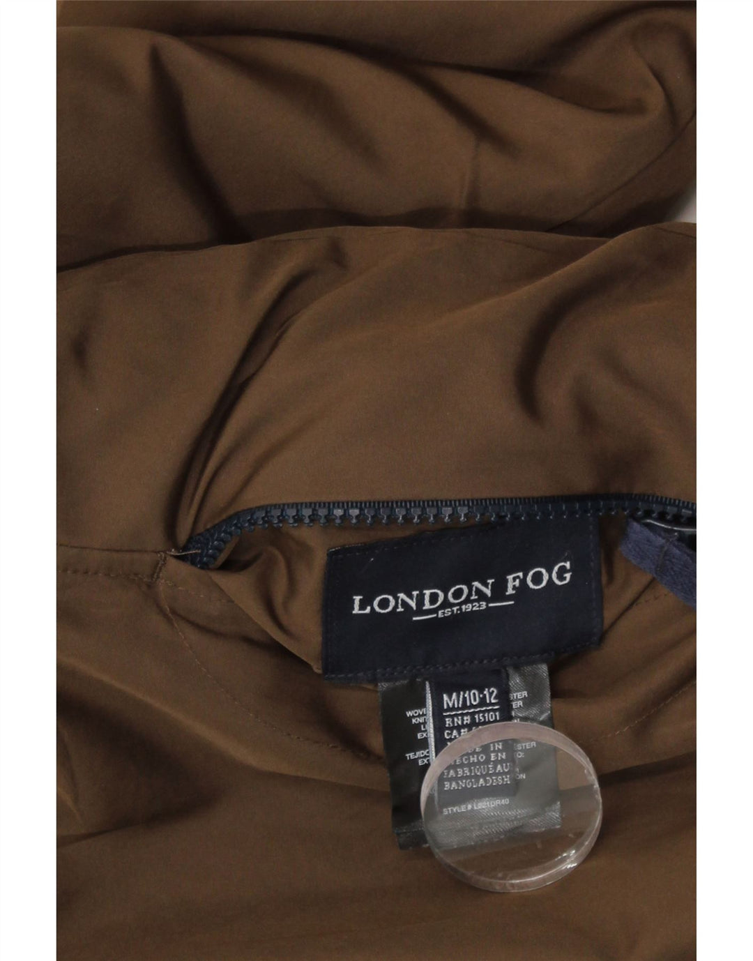 London Fog Chaqueta cortavientos con capucha para niños 10-11 años Marrón medio
